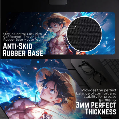 STRAW HAT MONKEY D. LUFFY MOUSE PAD (31 X 12 INCHES) - GAMING MOUSE PAD | RUBBER BASE DESK MAT