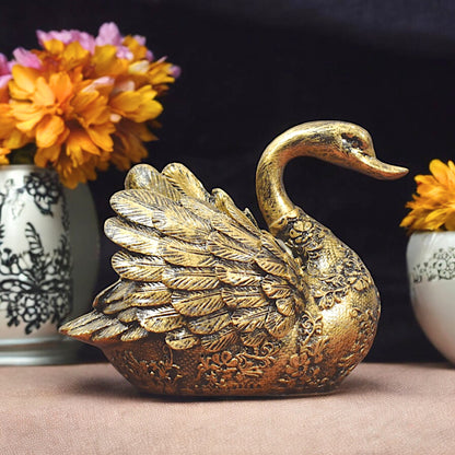 Golden Swan Love Pair – Elegant Home & Office Décor Showpiece