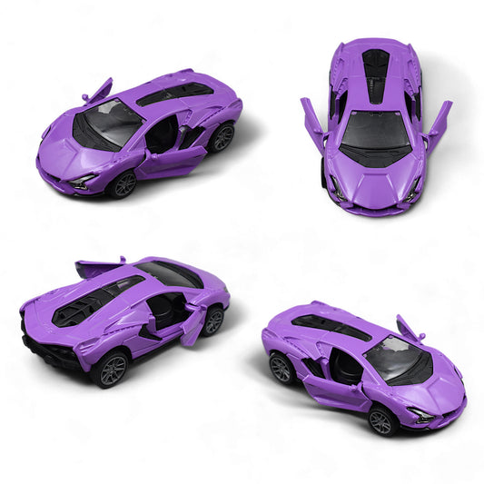 LAMBORGHINI CAR DIE-CAST MODEL TOY 1:36 EXCLUSIVE ALLOY METAL CAR WITH PULL BACK WITH OPENABLE DOORS - PURPLE