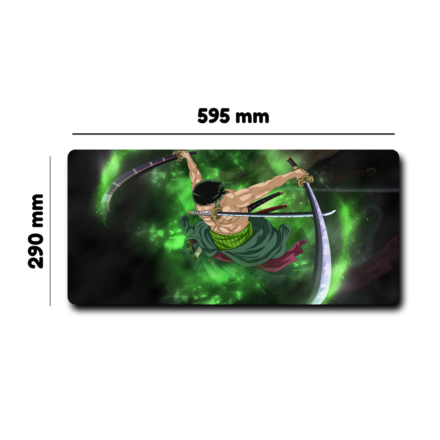 RORONOA ZORO MOUSE PAD (23 X 11 INCHES) RUBBER BASE - GAMING MOUSE PAD