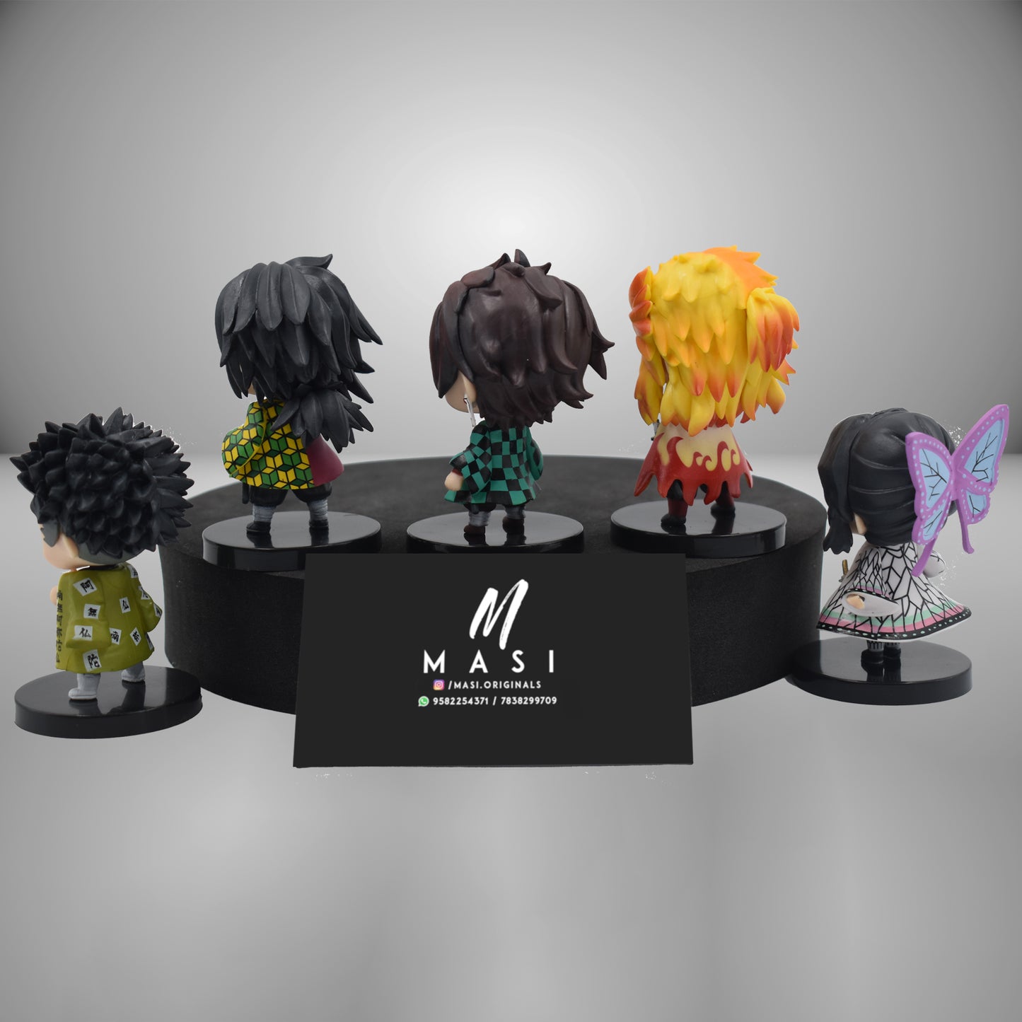 DEMONS SLAYER TANJIRO HASHIRA SET OF 5 MINI FIGURES WITH STAND - 8 CM HEIGHT (HASHIRA MINI FIGURINES)