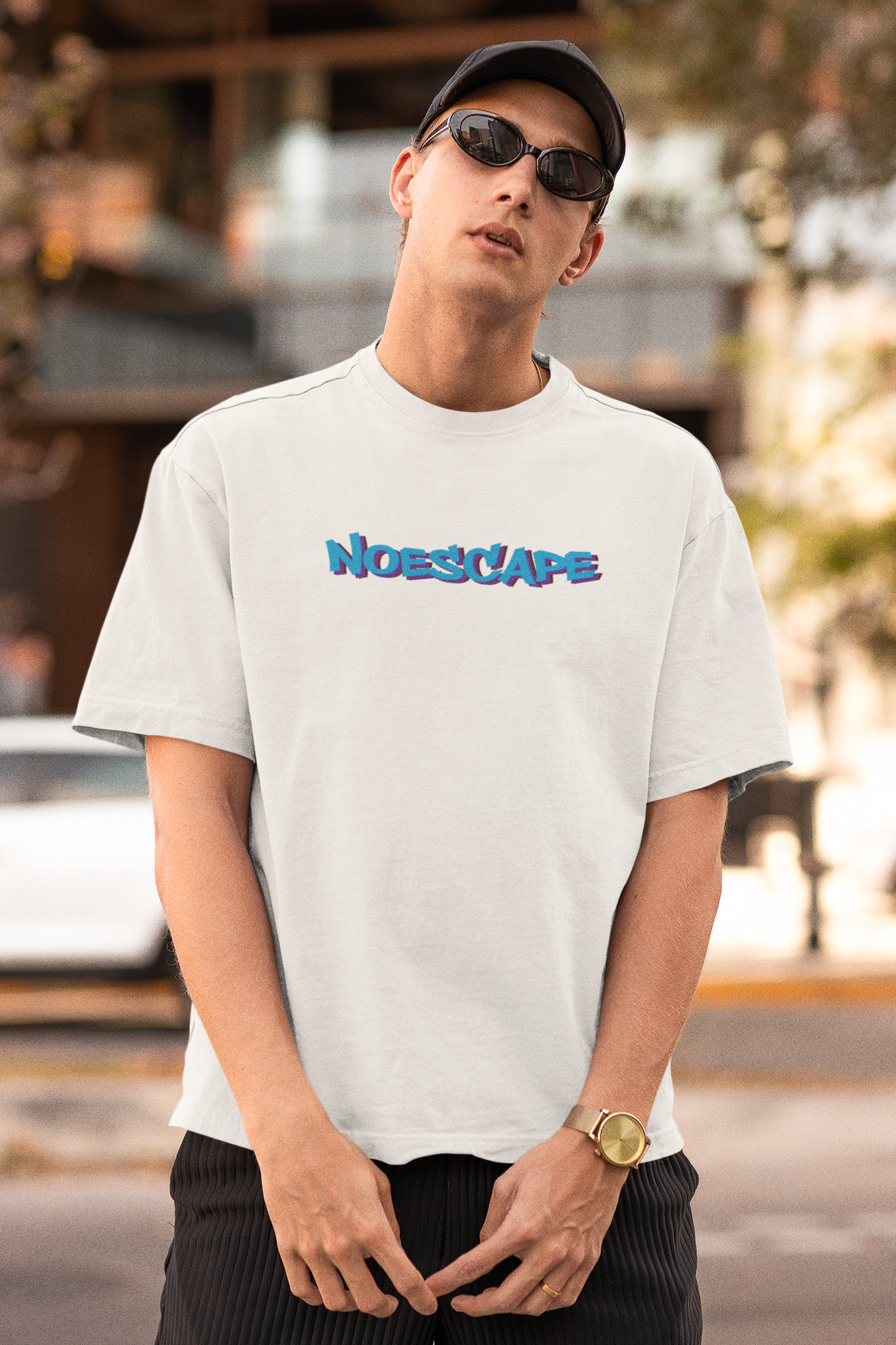 100% COTTON NOESCAPE WHITE CASUAL OVERSIZED T-SHIRT