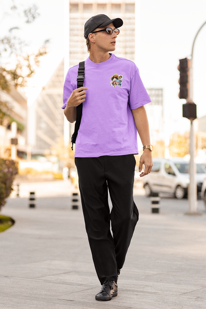 LUFFY AND CHOPPER 100% COTTON OVERSIZED FIT LAVENDER T-SHIRT - ONE PIECE