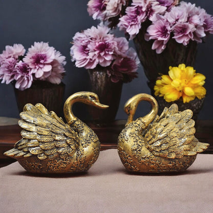 Golden Swan Love Pair – Elegant Home & Office Décor Showpiece