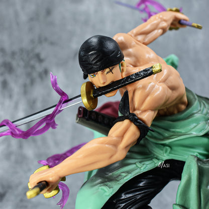 RORONOA ZORO ACTION FIGURE WITH 3 SWORDS & 2 HEADS - ONE PIECE