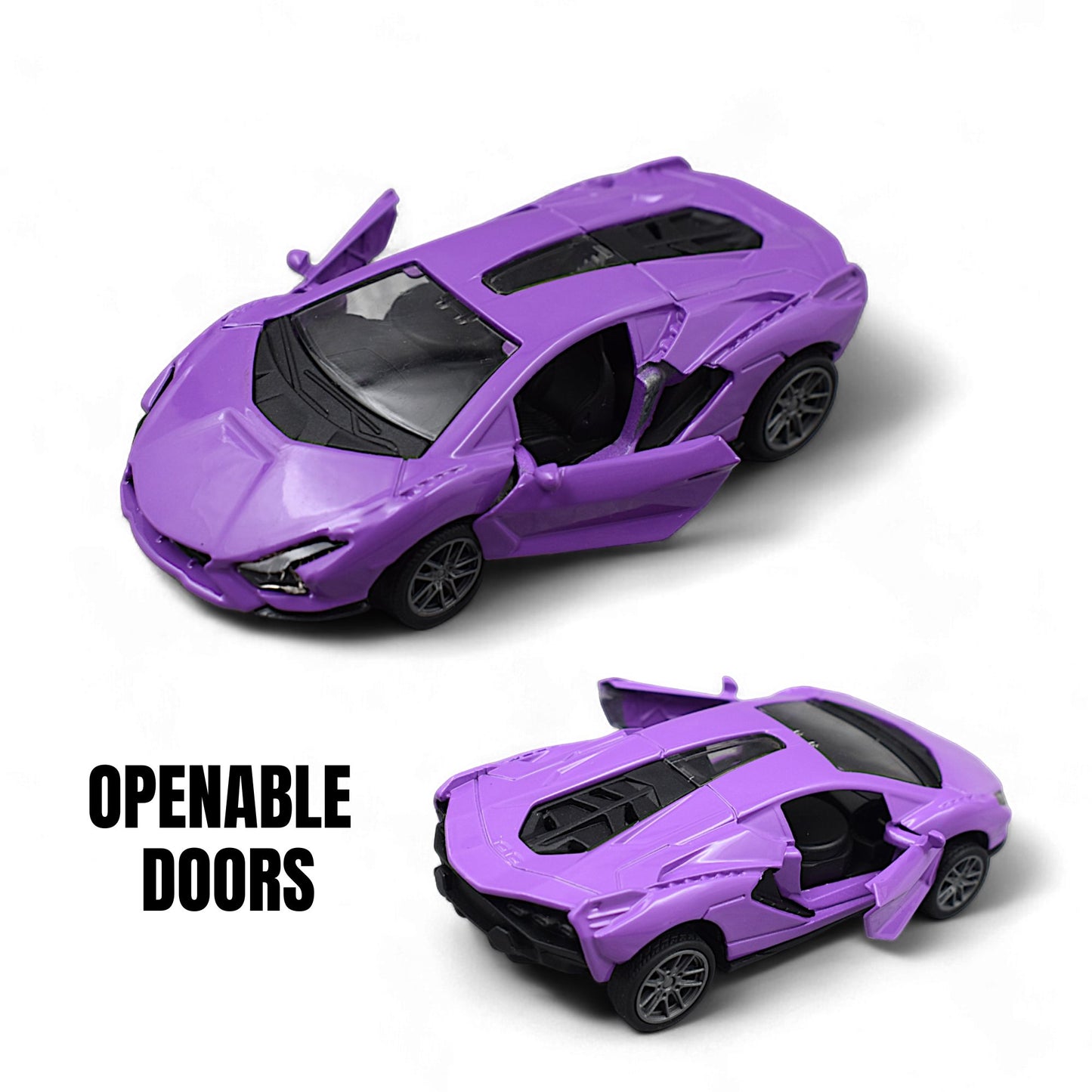 LAMBORGHINI CAR DIE-CAST MODEL TOY 1:36 EXCLUSIVE ALLOY METAL CAR WITH PULL BACK WITH OPENABLE DOORS - PURPLE