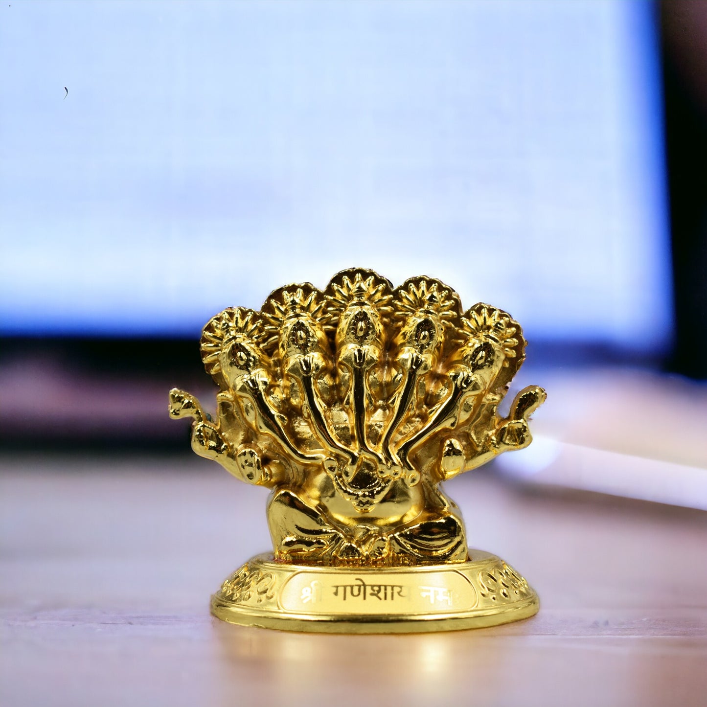 PANCHMUKHI GANESH JI GOLDEN METAL STATUE