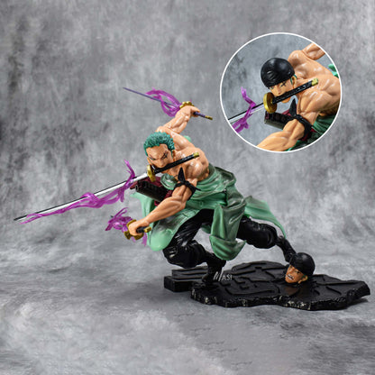 RORONOA ZORO ACTION FIGURE WITH 3 SWORDS & 2 HEADS - ONE PIECE