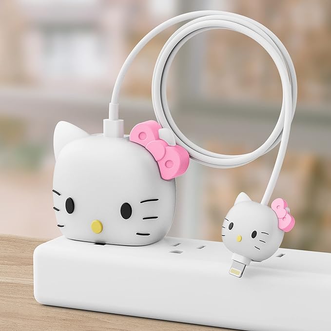 HELLO KITTY CUTE IPHONE CHARGER COVER PROTECTION CASE (SILICONE)