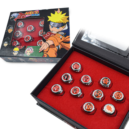 UCHIHA CLAM SHARINGAN EYE RINGS PACK OF 10 WITH FREE CHAIN (UNISEX) - NARUTO