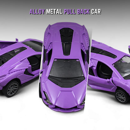 LAMBORGHINI CAR DIE-CAST MODEL TOY 1:36 EXCLUSIVE ALLOY METAL CAR WITH PULL BACK WITH OPENABLE DOORS - PURPLE