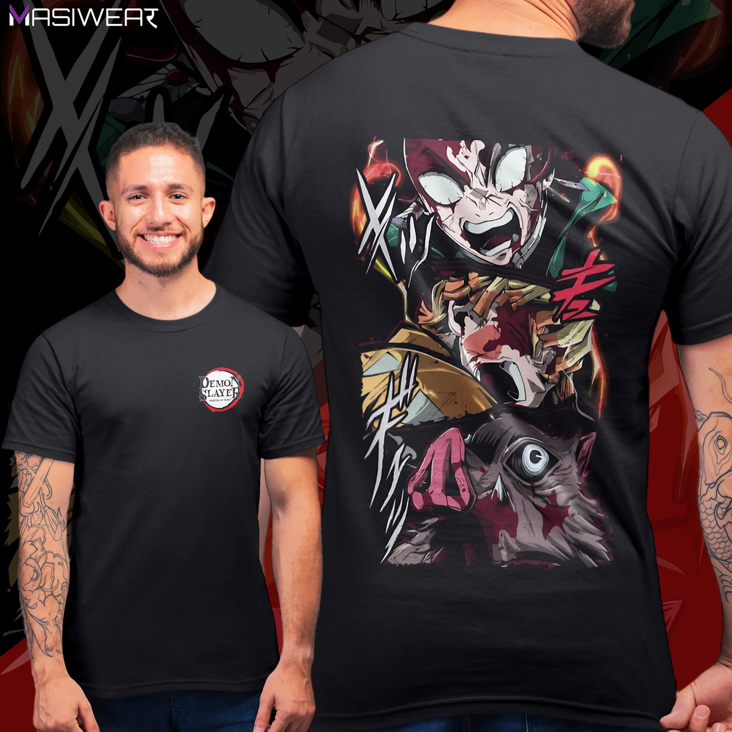 DEMON SLAYER TANJIRO, ZENITSU & INOSUKE ROUND NECK T-SHIRT