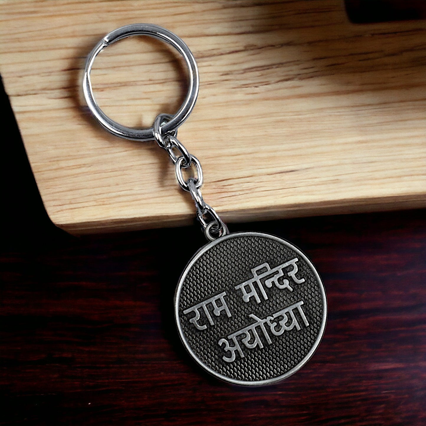 AYODHYA JAI SHREE RAM - RAM MANDIR KEYCHAIN METAL | RAM MANDIR KEYRING (SILVER)