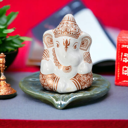 MARBLE GANESHA JI HOME DECORATION STATUE MURTI GOD IDOL STATUES FOR HOME, OFFICE & CAR DASHBOARD SMALL (6 CM HEIGHT) (GANESH JI)