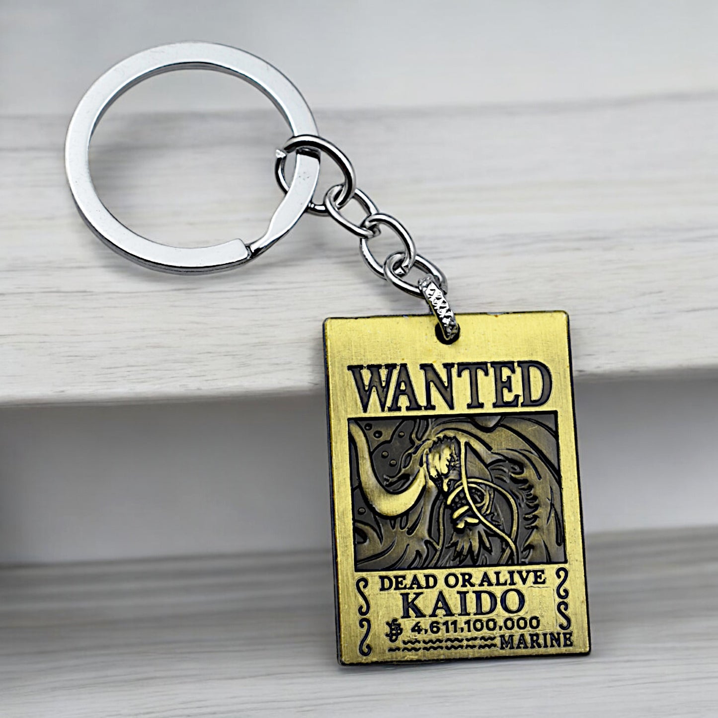 ONE PIECE WANTED KAIDO METAL GOLDEN KEYCHAIN