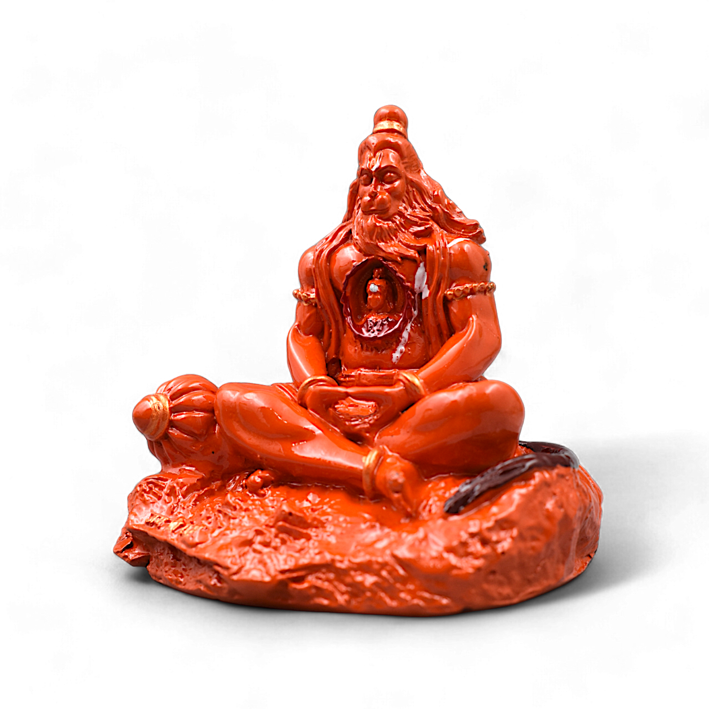 HANUMAN JI PREMIUM DETAILED MURTI/STATUE WITH SRI RAM IN HEART FOR GIFT/CAR DASHBOARD/HOME/OFFICE DECORATION (ORANGE)