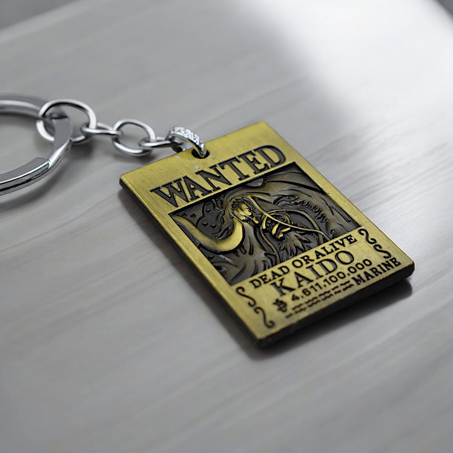 ONE PIECE WANTED KAIDO METAL GOLDEN KEYCHAIN