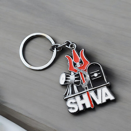 LORD SHIVA DAMRU TRISHUL METAL KEYCHAIN