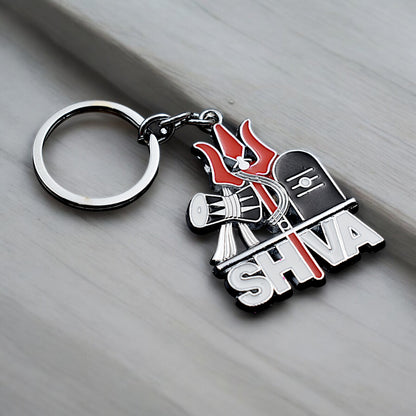 LORD SHIVA DAMRU TRISHUL METAL KEYCHAIN