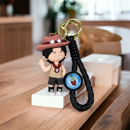 PORTGAS D. ACE SILICON RUBBER KEYCHAIN WITH STRAP - ONE PIECE