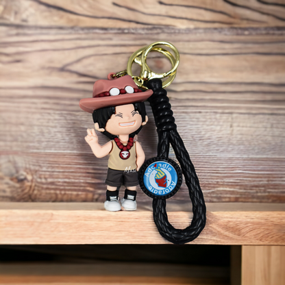 PORTGAS D. ACE SILICON RUBBER KEYCHAIN WITH STRAP - ONE PIECE