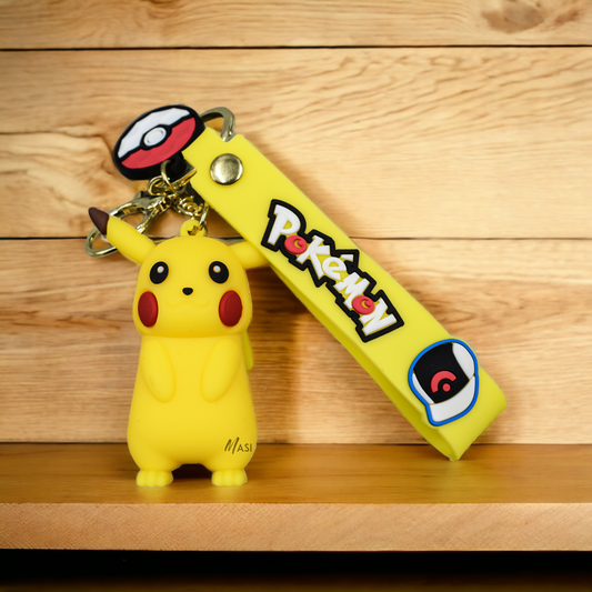 PIKACHU SILICON RUBBER KEYCHAIN WITH STRAP - POKEMON