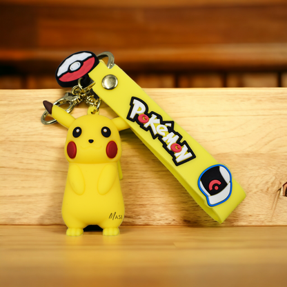 PIKACHU SILICON RUBBER KEYCHAIN WITH STRAP - POKEMON