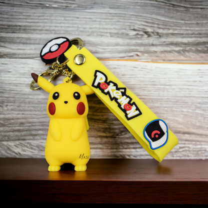 PIKACHU SILICON RUBBER KEYCHAIN WITH STRAP - POKEMON