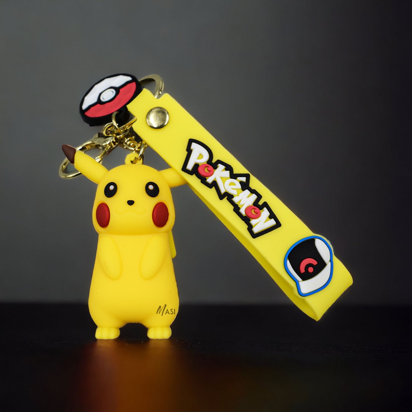 PIKACHU SILICON RUBBER KEYCHAIN WITH STRAP - POKEMON