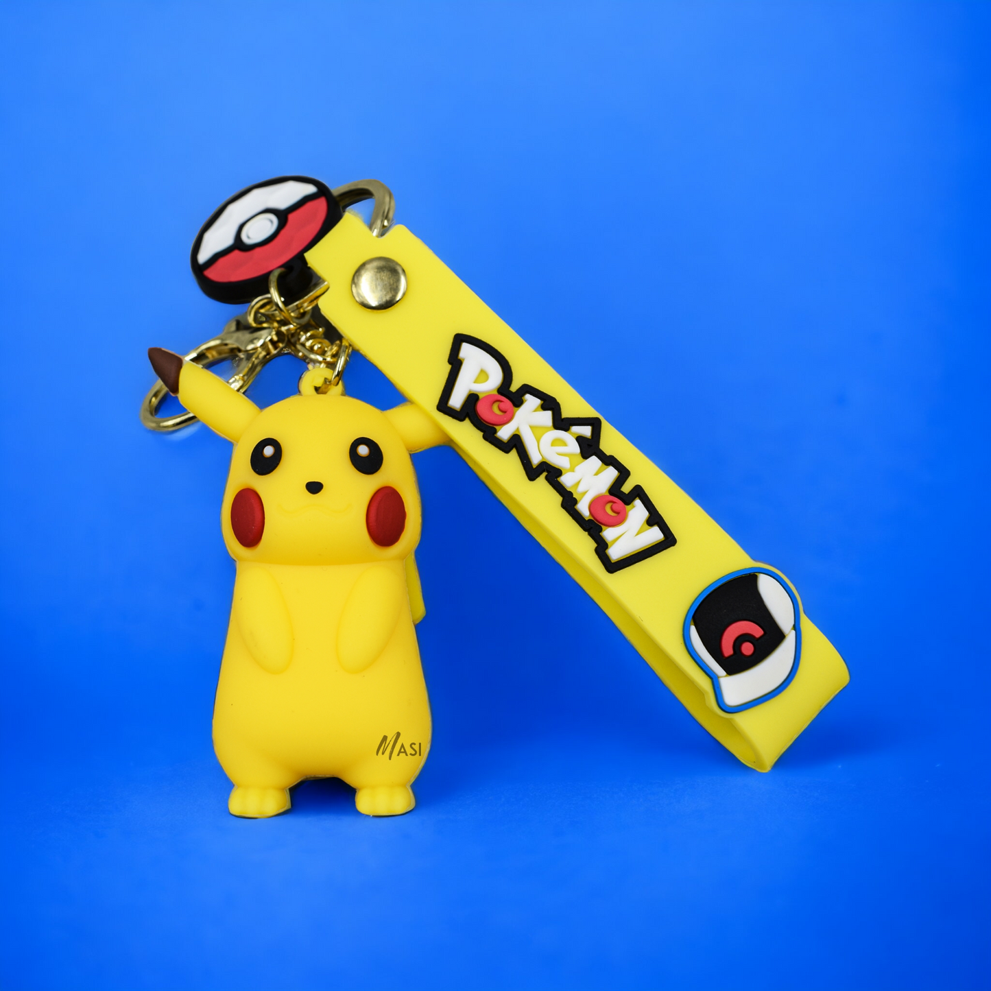 PIKACHU SILICON RUBBER KEYCHAIN WITH STRAP - POKEMON