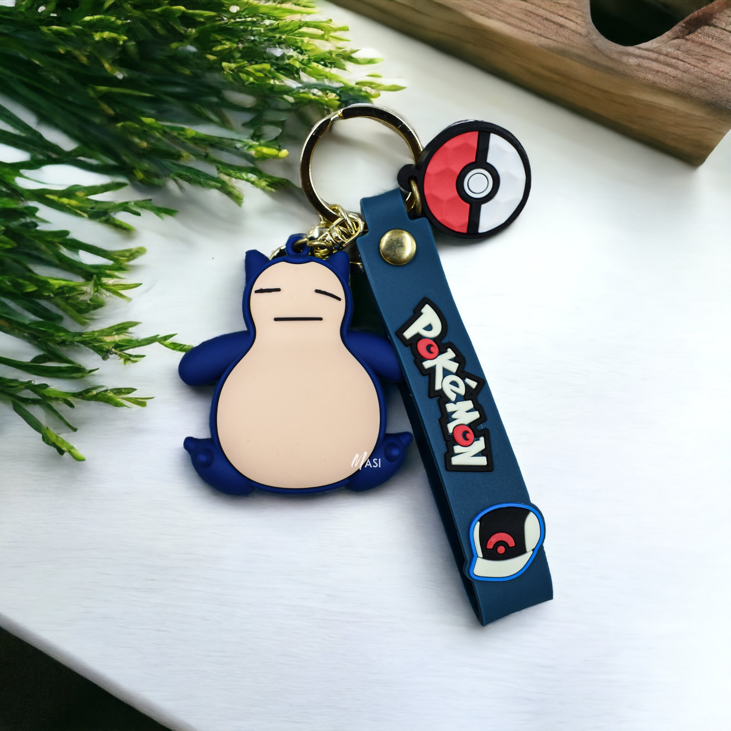 SNORLAX SLEEPING SILICIN RUBBER KEYCHAIN WITH STRAP - POKEMON