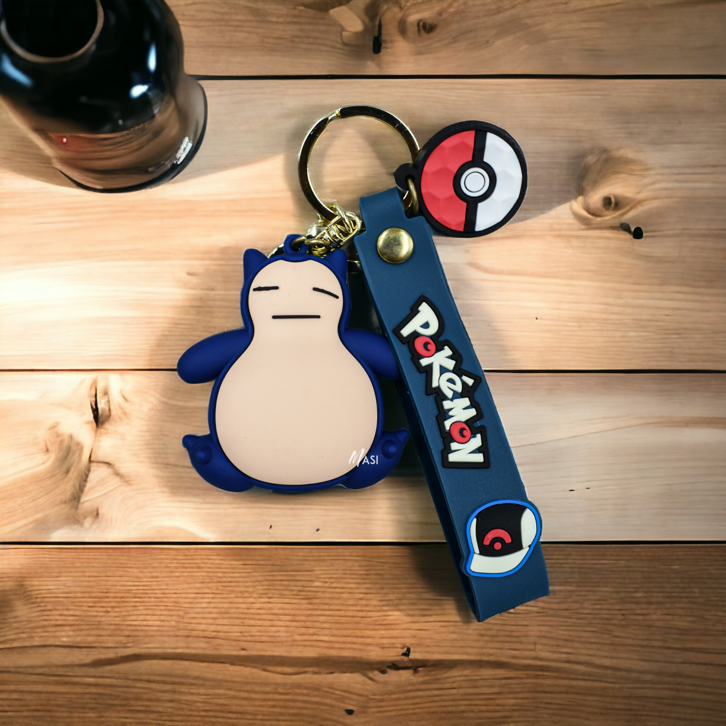 SNORLAX SLEEPING SILICIN RUBBER KEYCHAIN WITH STRAP - POKEMON