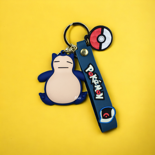 SNORLAX SLEEPING SILICIN RUBBER KEYCHAIN WITH STRAP - POKEMON